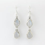 Alt View Silver Moonstone 2 Tear Bali Dangle Earrings
