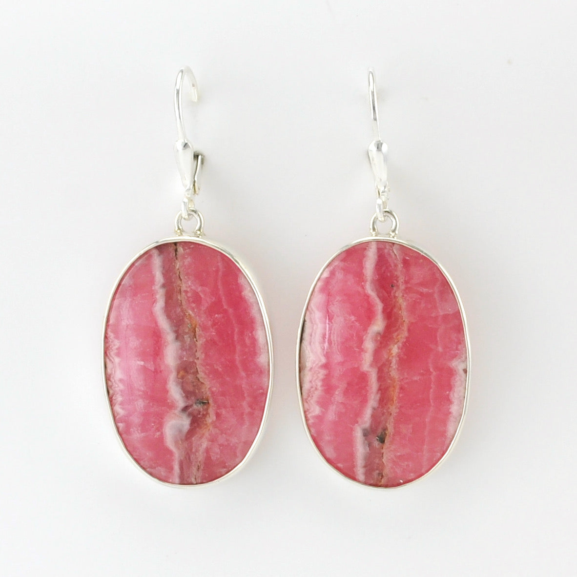 Alt View Silver Rhodochrosite 18x26mm Oval Earrings