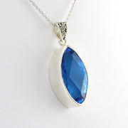 Side View Silver Blue Topaz 12x24mm Marquise Pendant