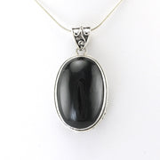 Alt View Silver Black Star Diopside 20x28mm Oval Pendant