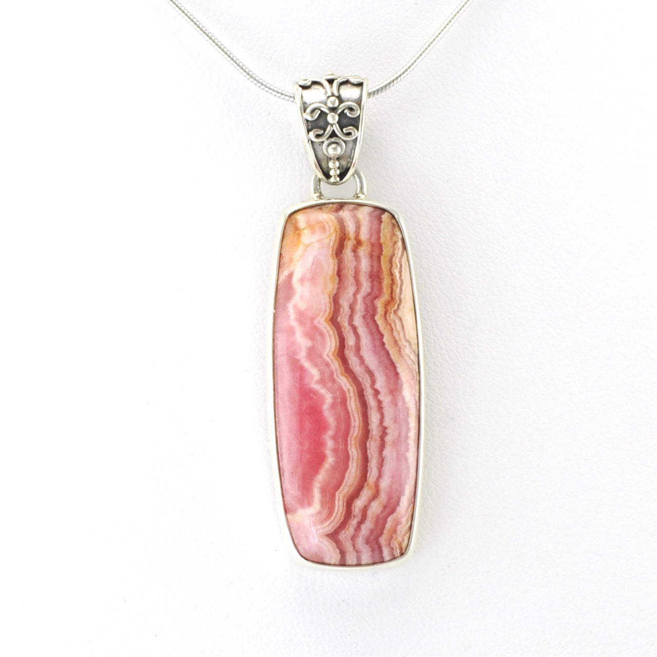 Alt View Silver Rhodochrosite 14x34mm Rect Pendant