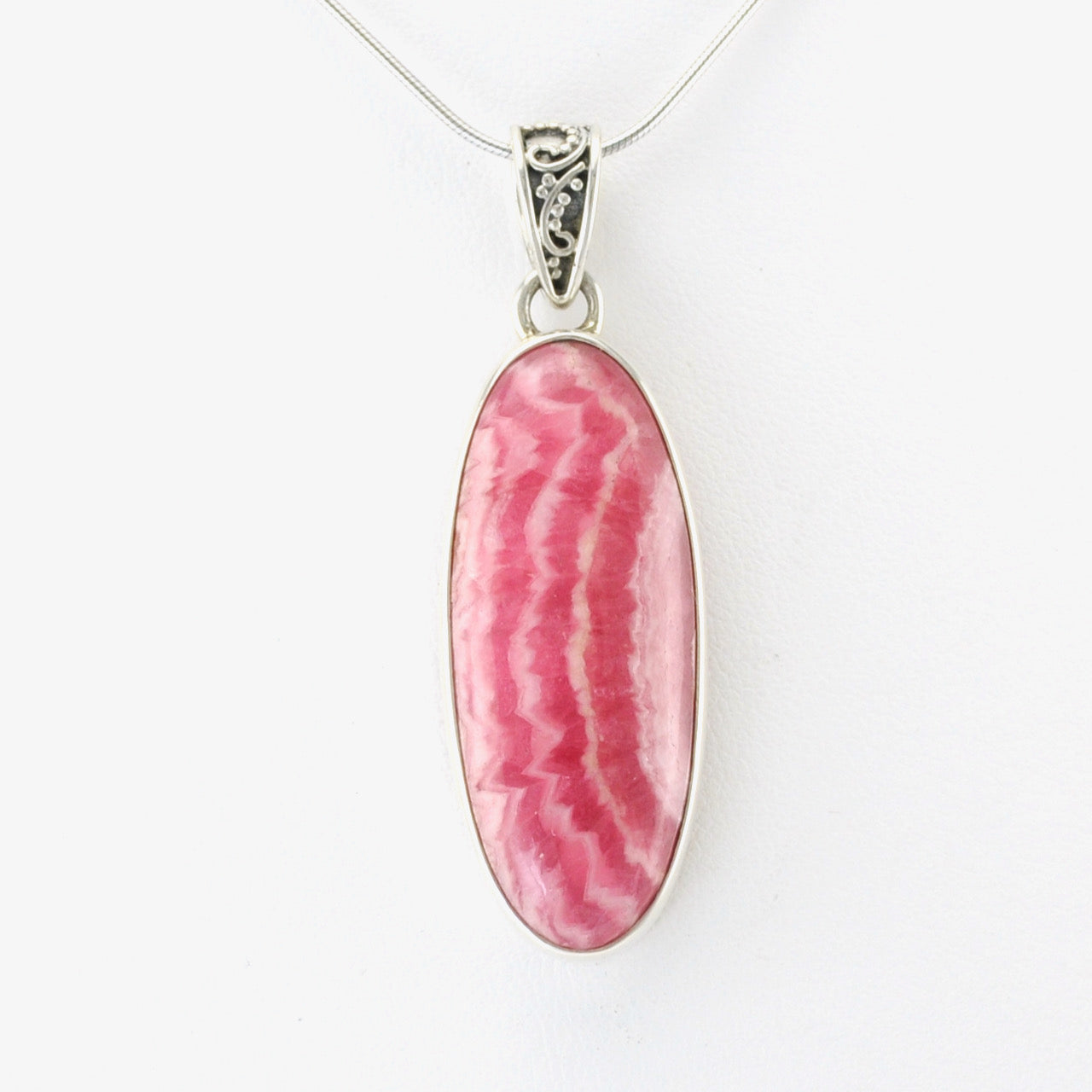 Alt View Silver Rhodochrosite 14x35mm Oval Pendant