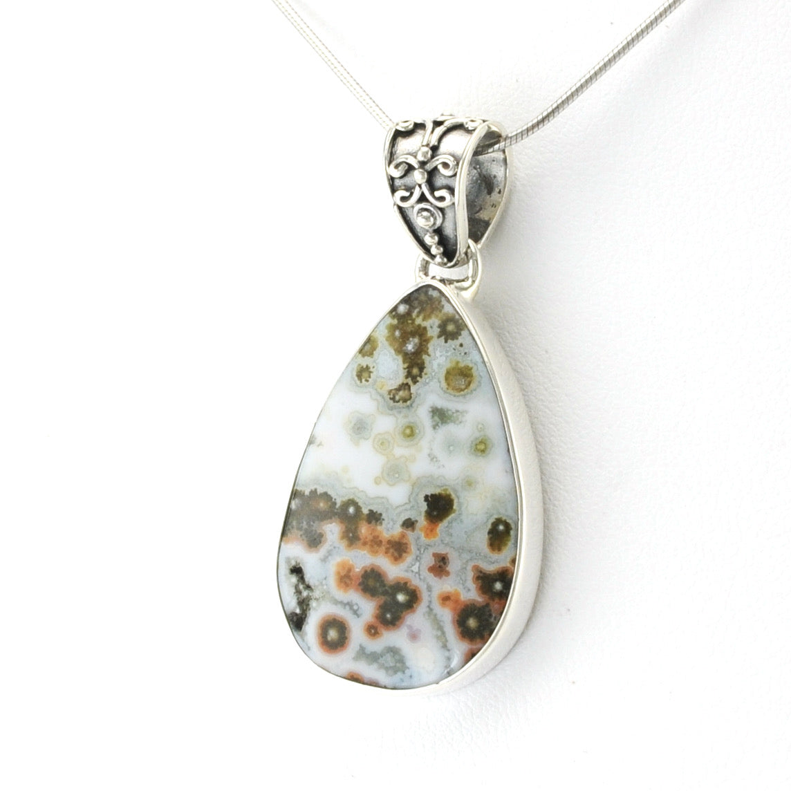 Silver Ocean Jasper Tear Pendant