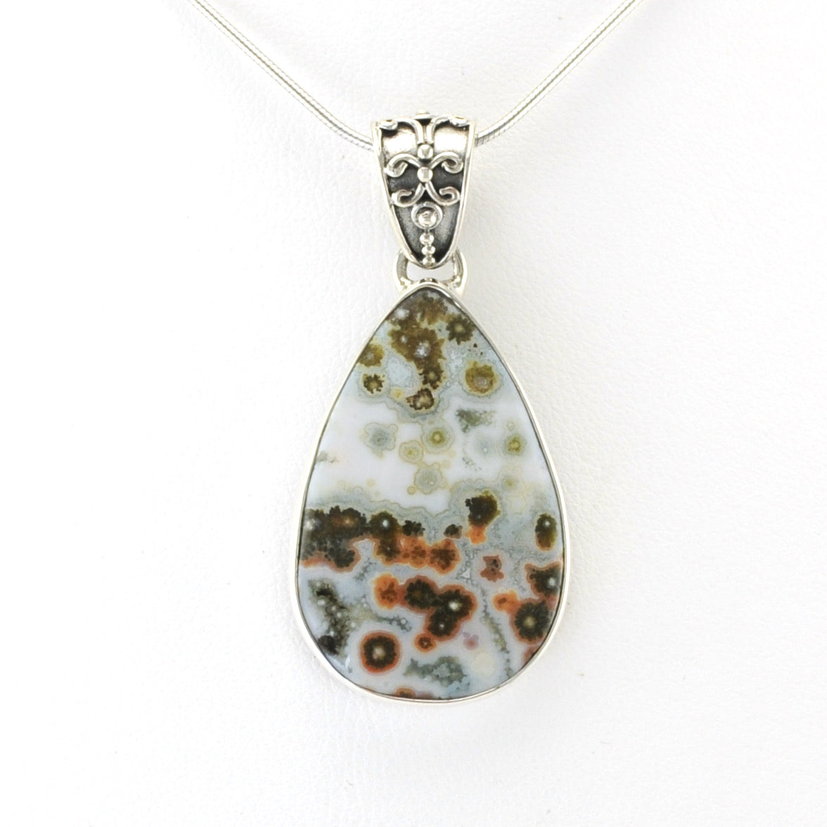 Alt View Silver Ocean Jasper Tear Pendant