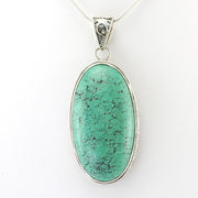 Alt View Silver Tibetan Turquoise 20x38mm Oval Bali Pendant