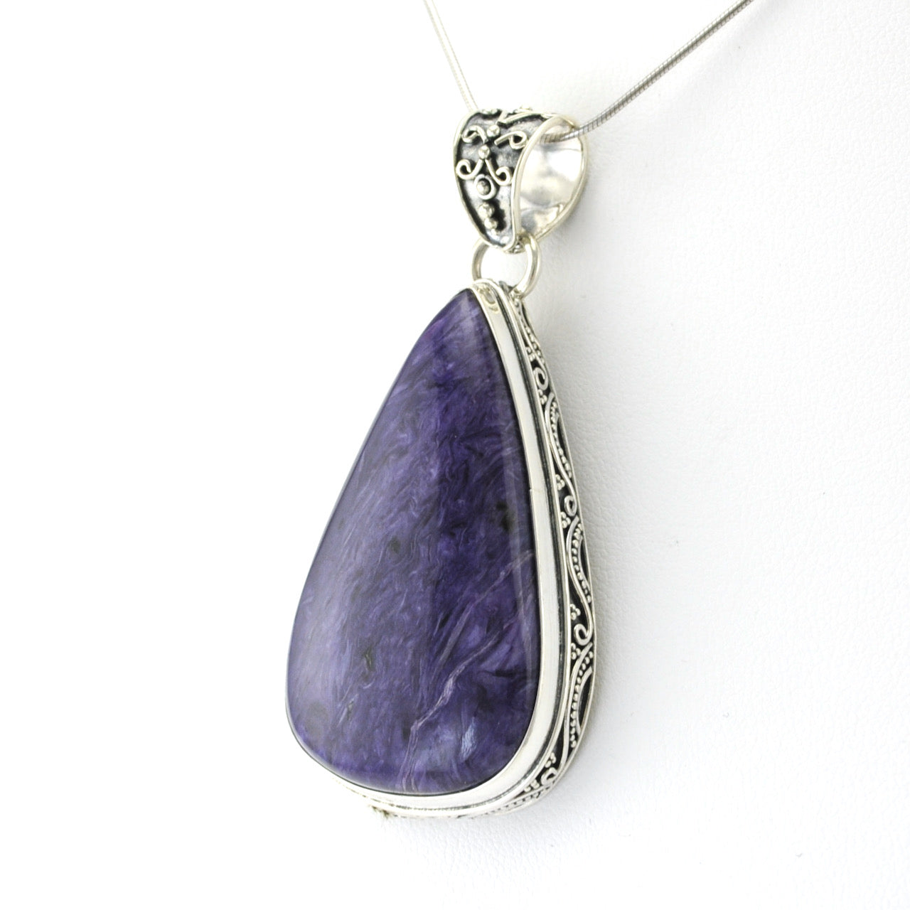 Silver Chariote 24x32mm Tear Bali Pendant