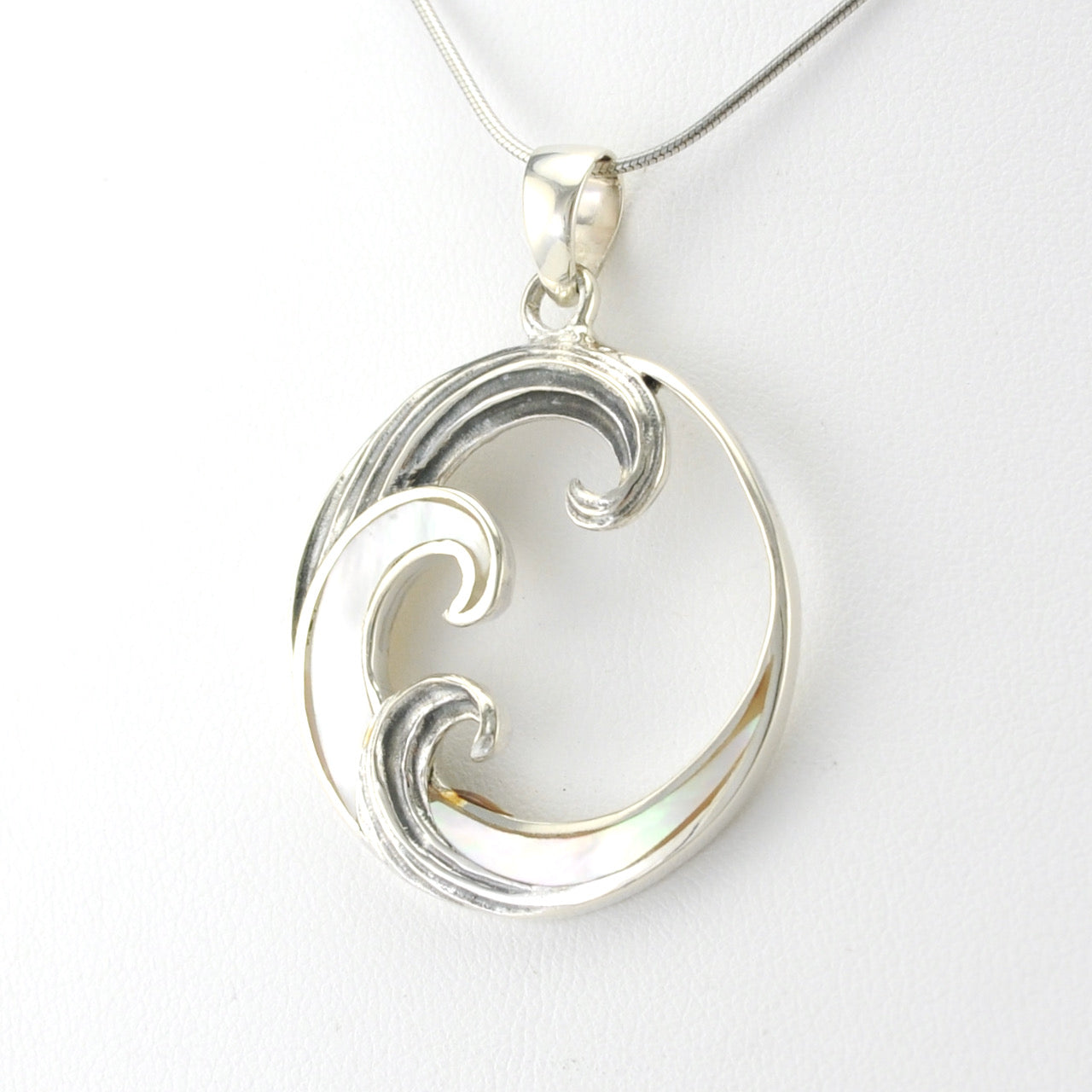 Silver Mother of Pearl Wave Pendant