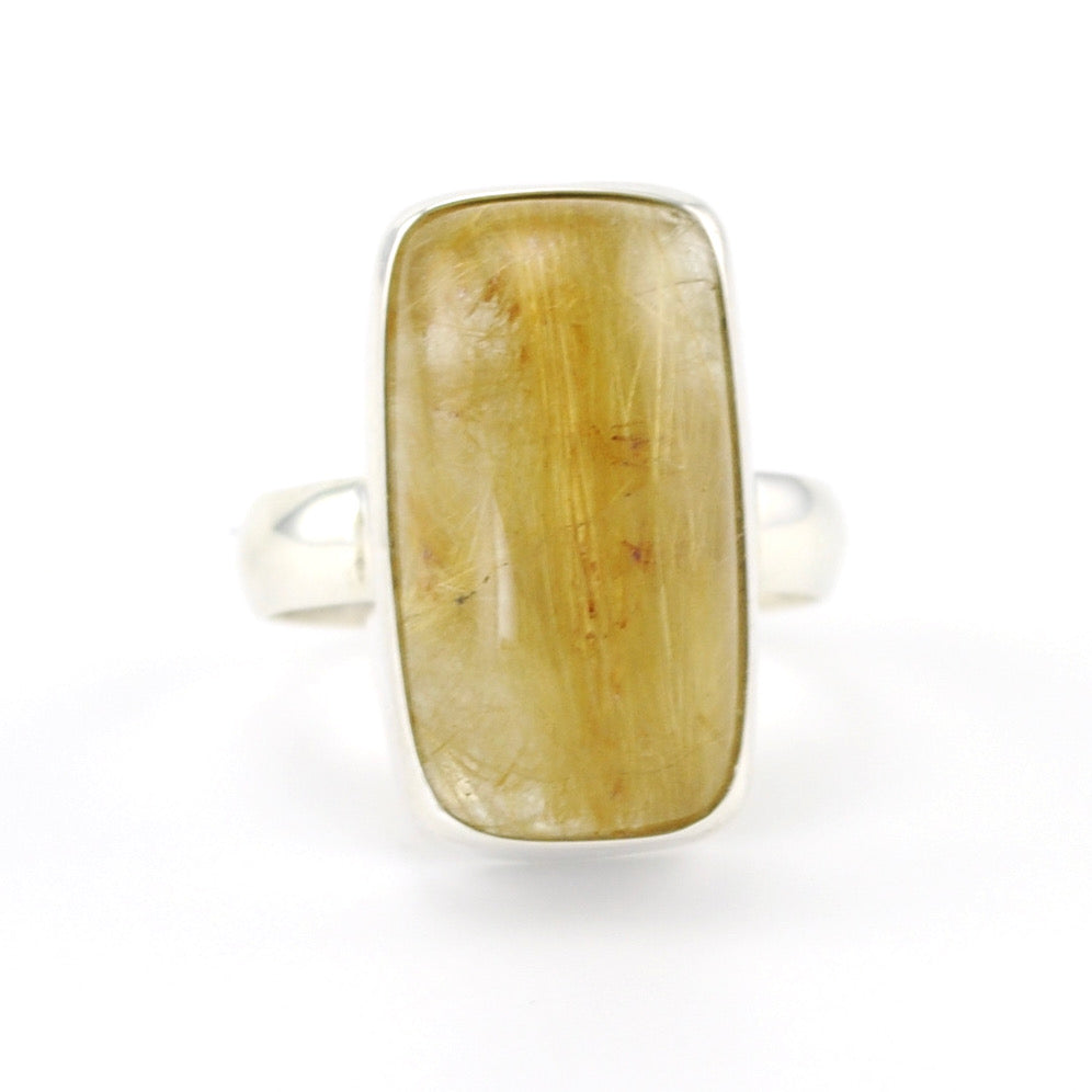 Alt View Silver Rutilated Quartz 12x20mm Rectangle Ring