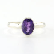 Alt View Silver Amethyst 6x8mm Oval Ring