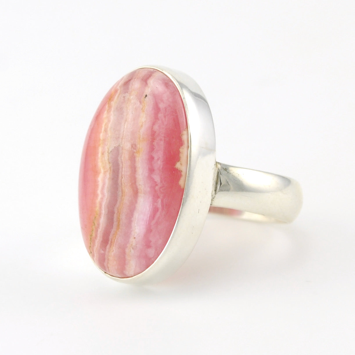 Silver Rhodochrosite 14x22mm Oval Ring