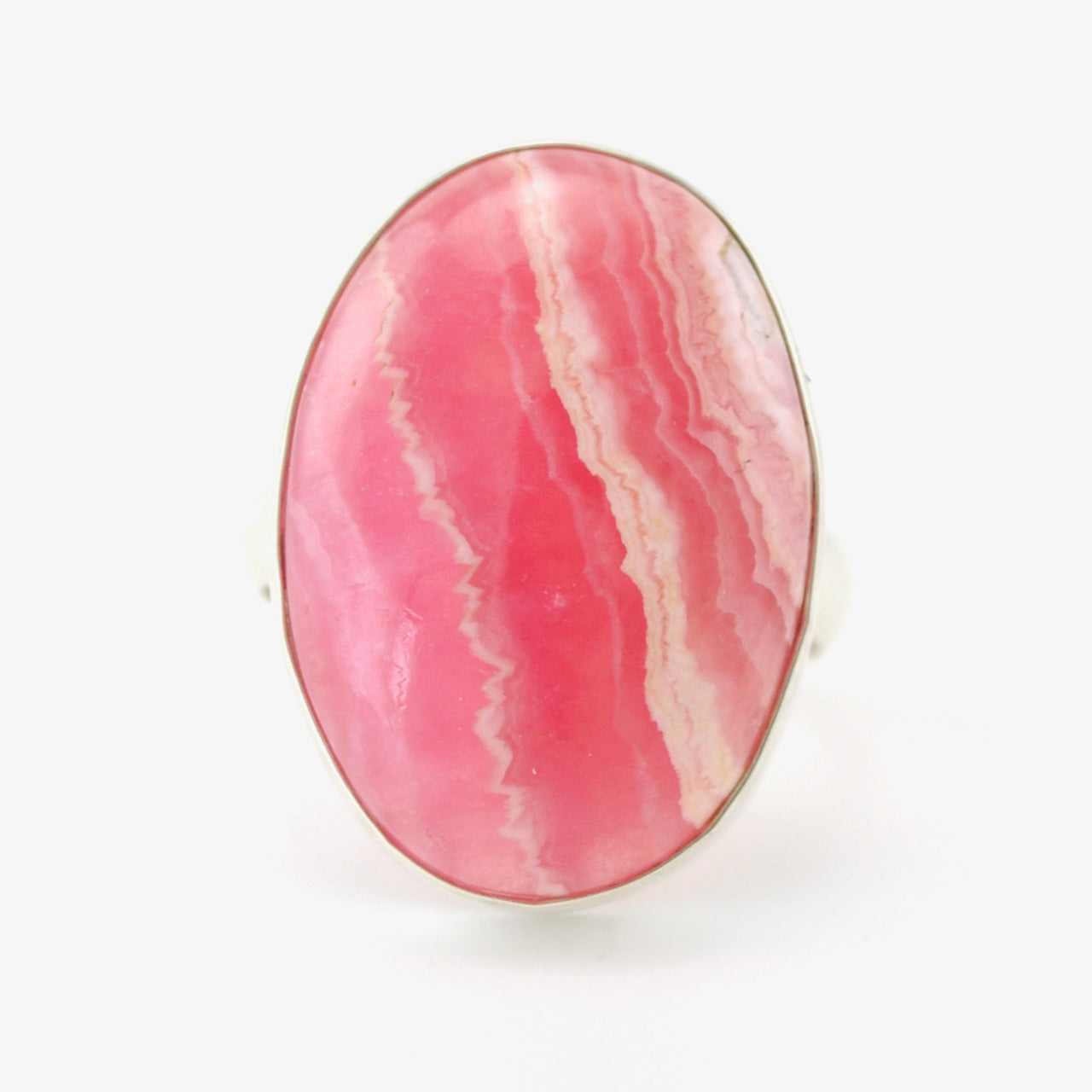 Silver Rhodochrosite 18x26mm Oval Ring