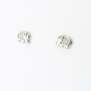 Silver CZ Elephant Post Earrings