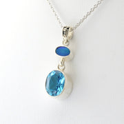 Silver Opal Blue Topaz Necklace