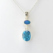 Alt View Silver Opal Blue Topaz Necklace