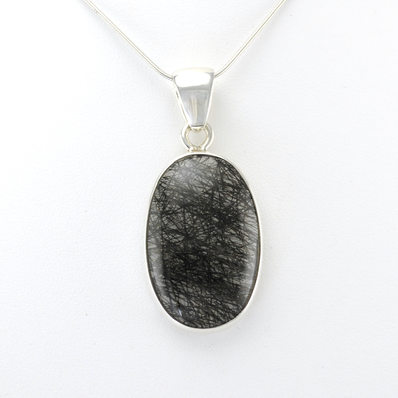 Alt View Silver Tourmalinated Quartz Oval Pendant