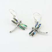 Full View Sterling Silver Abalone Dragonfly Earrings