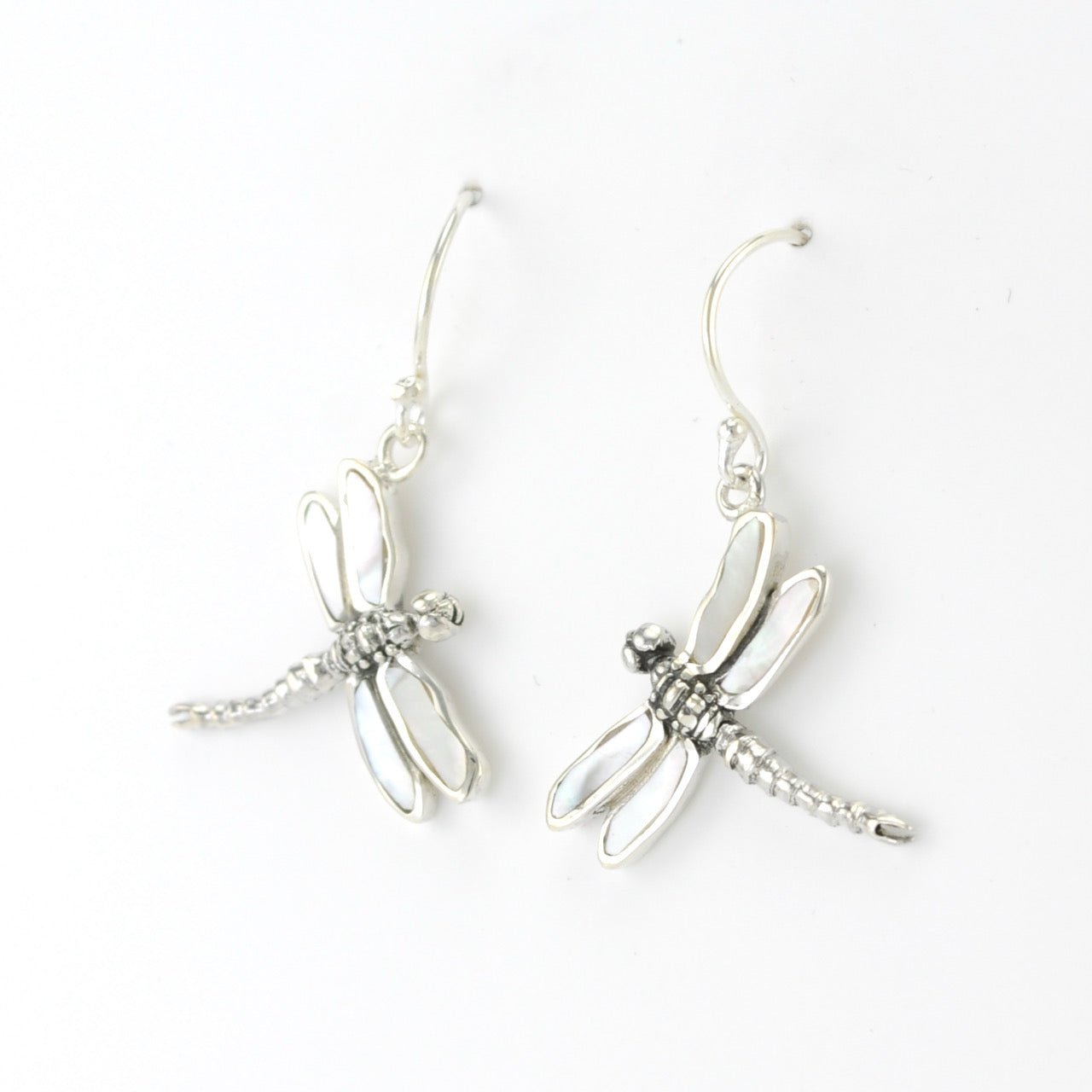 Sterling Silver Mother of Pearl Dragonfly Earrings