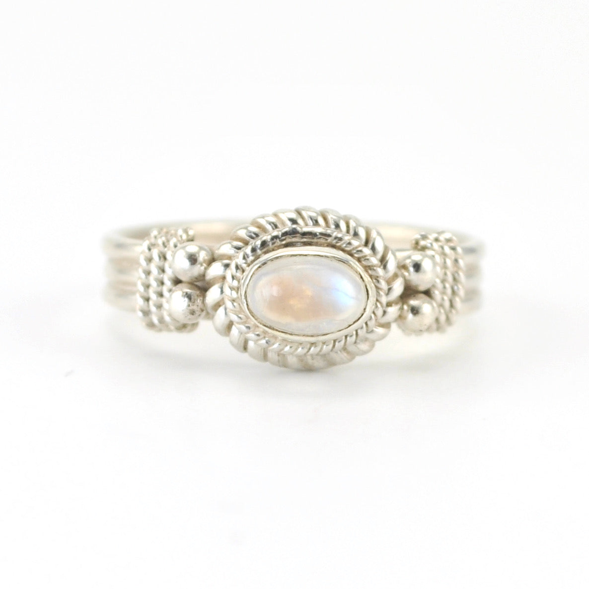 Alt View Silver Moonstone 4x6mm Oval Ring