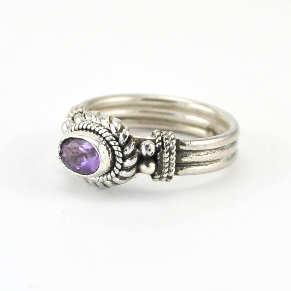 Alt View Silver Amethyst 4x6mm Oval Ring