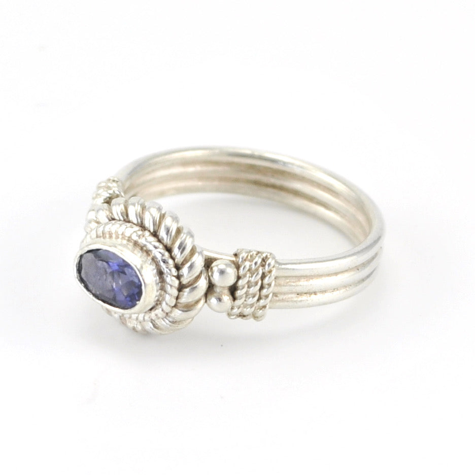 Alt View Silver Iolite 4x6mm Oval Ring