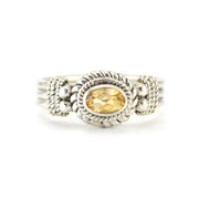 Silver Citrine 4x6mm Oval Ring