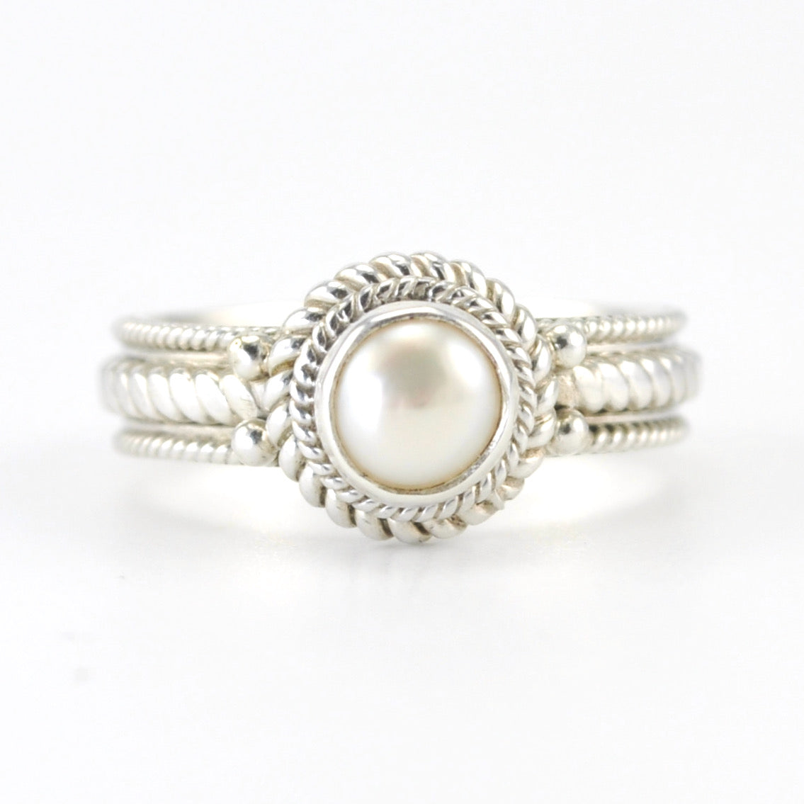 Sterling Silver Pearl 6mm Ring