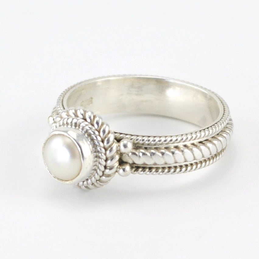 Alt View Sterling Silver Pearl 6mm Ring