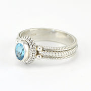 Alt View Silver Blue Topaz 4x6mm Oval Rope Band