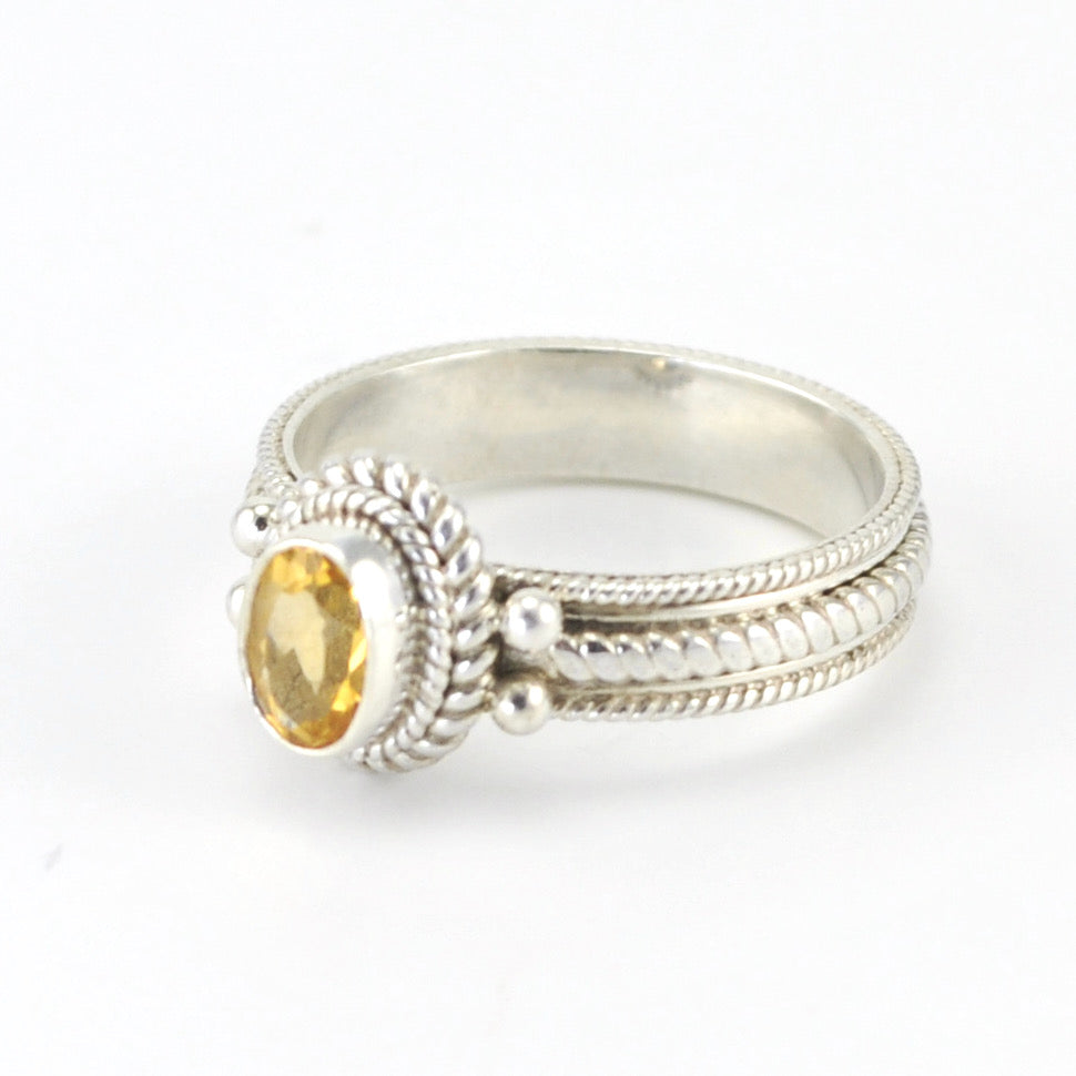 Alt View Silver Citrine 4x6mm Oval Rope Band