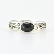Silver Black Star Diopside 5x7mm Scroll Side Band