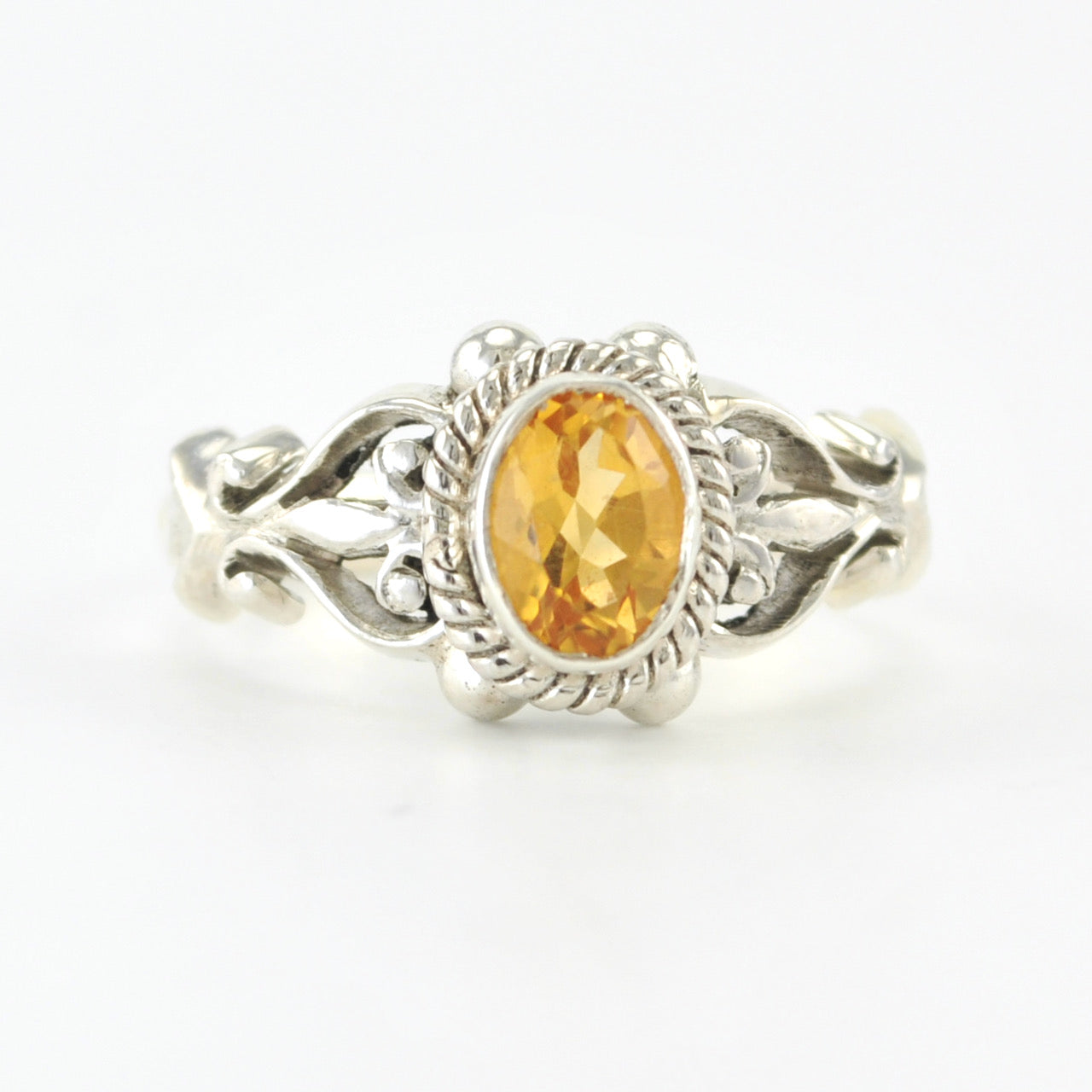 Silver Citrine 5x7mm Oval Ring 