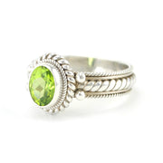 Side View Sterling Silver Peridot 6x8mm Oval Ring