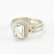 Alt View Silver Green Amethyst 6x8mm Rectangle Ring