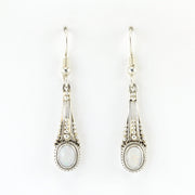 Alt View Silver Opal 5x7mm Oval Long Dangle Earrings
