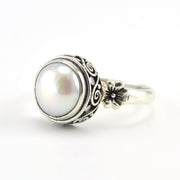 Silver Pearl Bali Ring