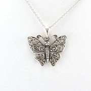 Alt View Silver Butterfly Bali Necklace