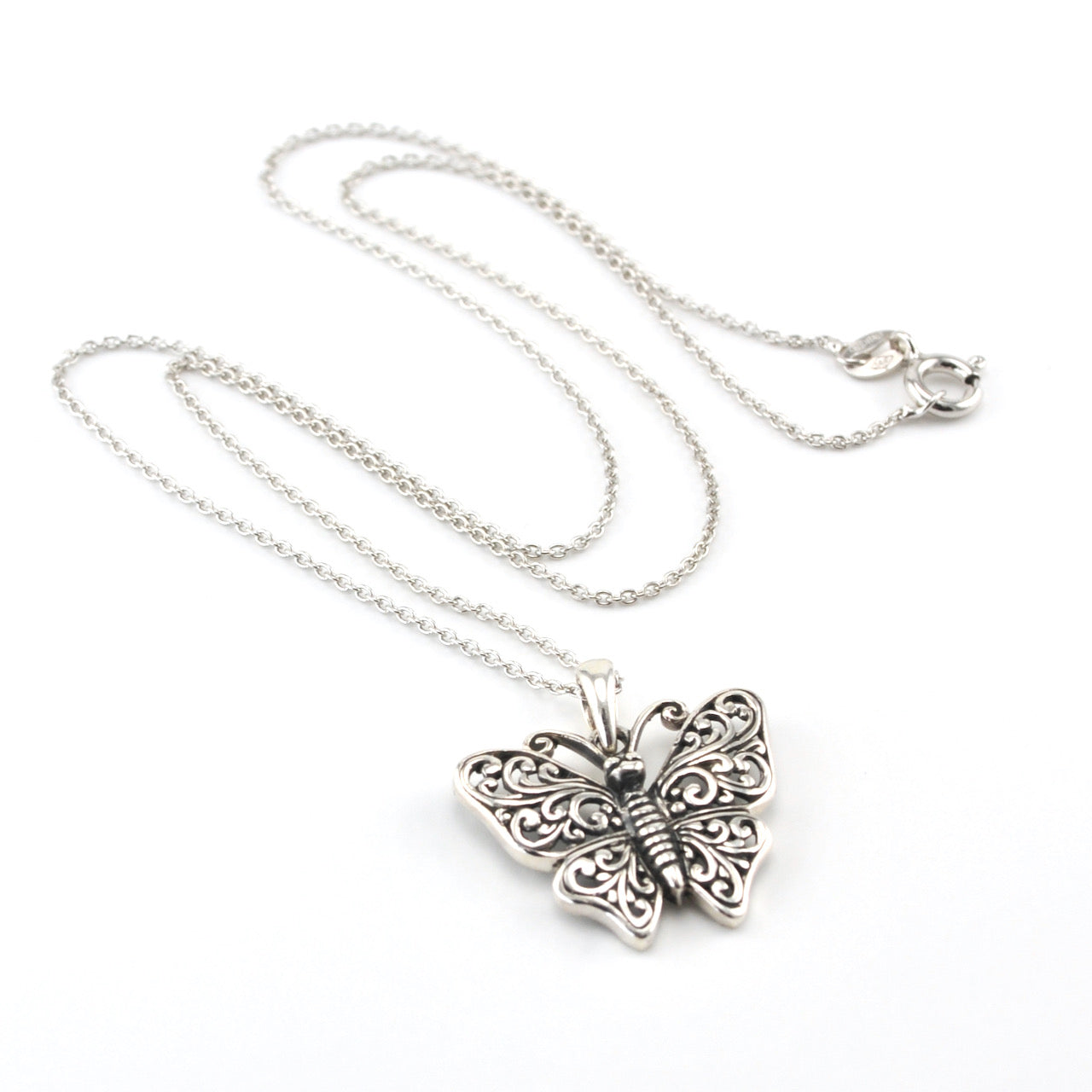 Silver Butterfly Bali Necklace