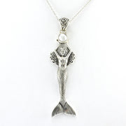 Alt View Silver Pearl Mermaid Necklace