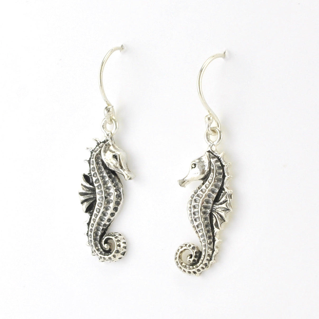 Silver Seahorse Dangle Earrings