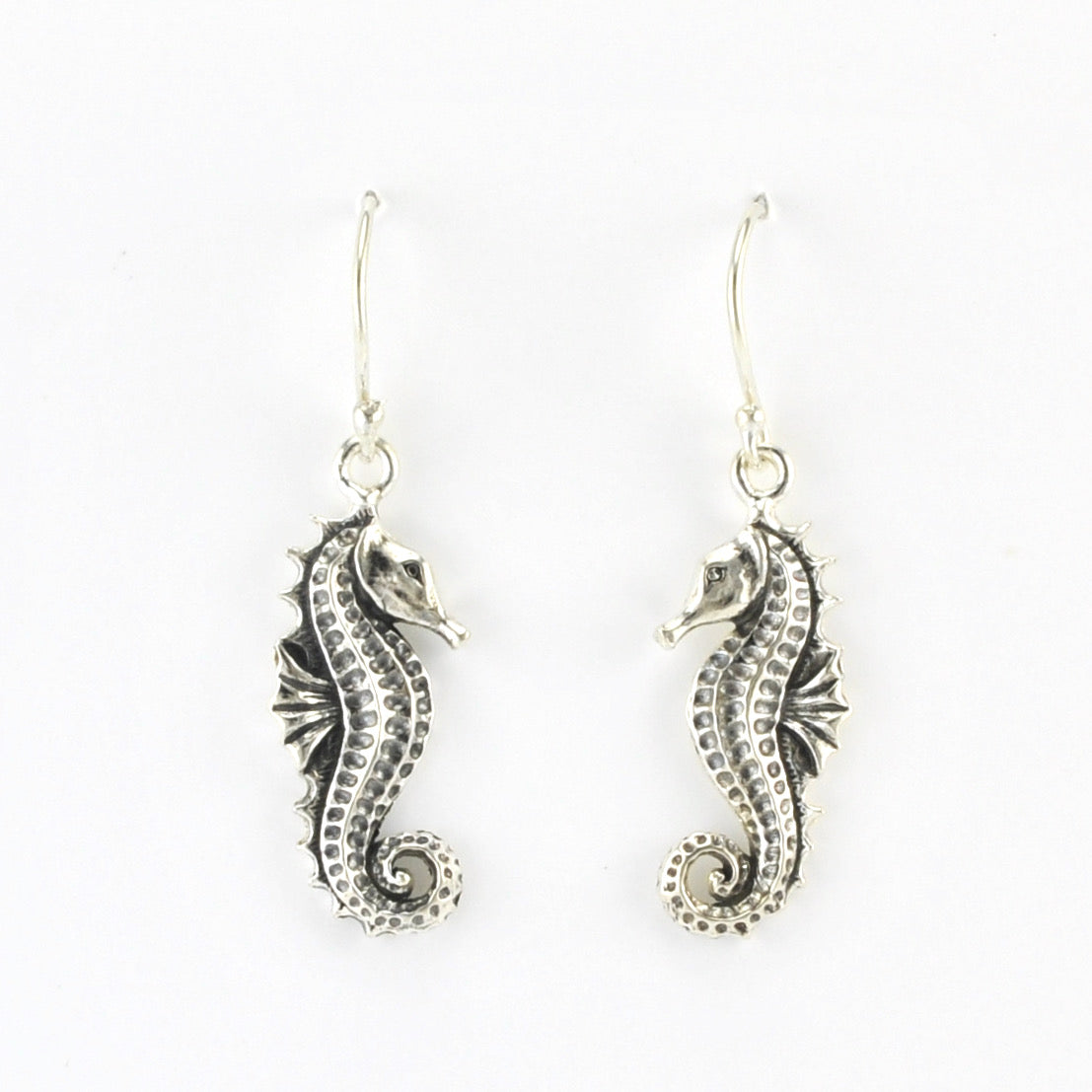 Alt View Silver Seahorse Dangle Earrings