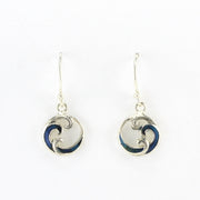 Alt View Silver Blue Abalone Wave Mini Earrings