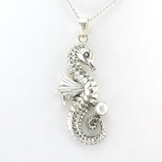 Alt View Silver Seahorse with Pearl Necklace