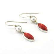 Silver Pearl Coral Earrings