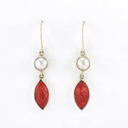 Alt View Silver Pearl Coral Earrings