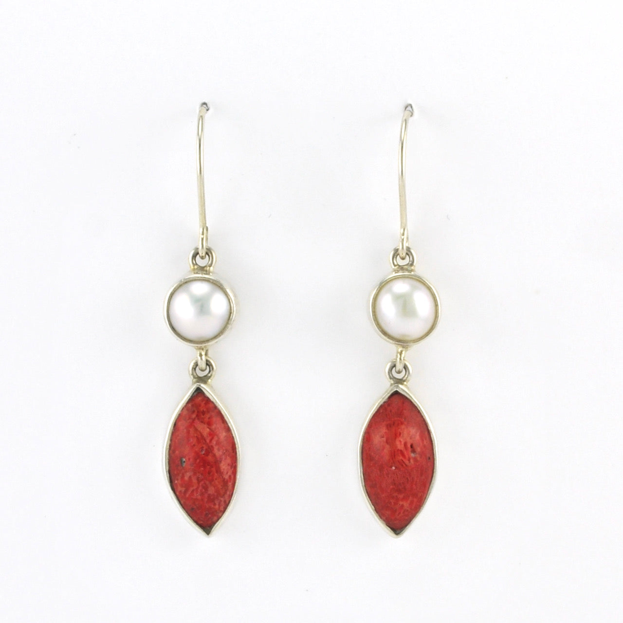 Alt View Silver Pearl Coral Earrings