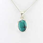 Silver Turquoise Oval Necklace