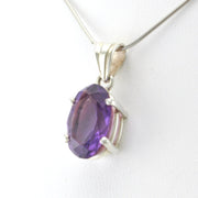 Side View Silver Amethyst 12x16mm Oval Prong Set Pendant