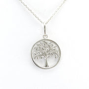 Alt View Silver Round Tree of Life Necklace