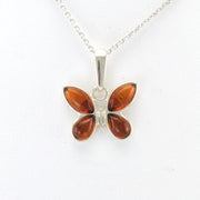 Alt View Silver Amber Butterfly Necklace