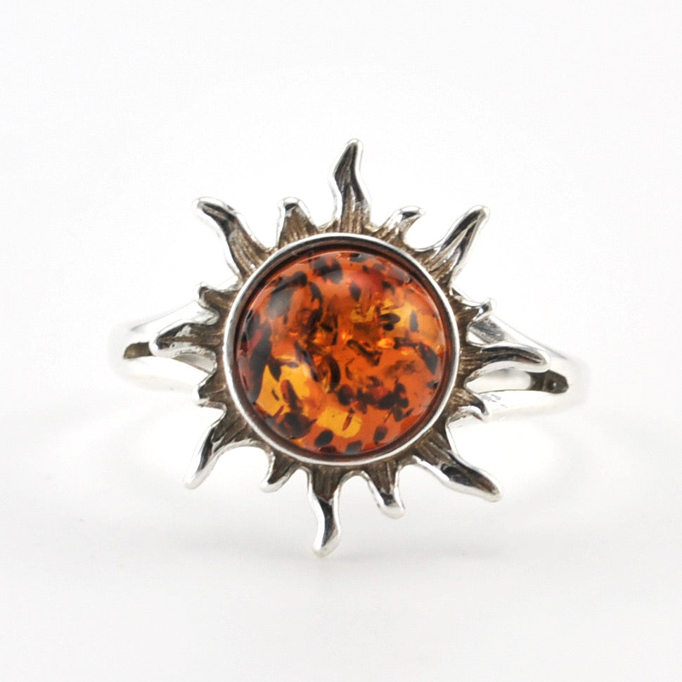 Alt View Silver Amber Sun Ring